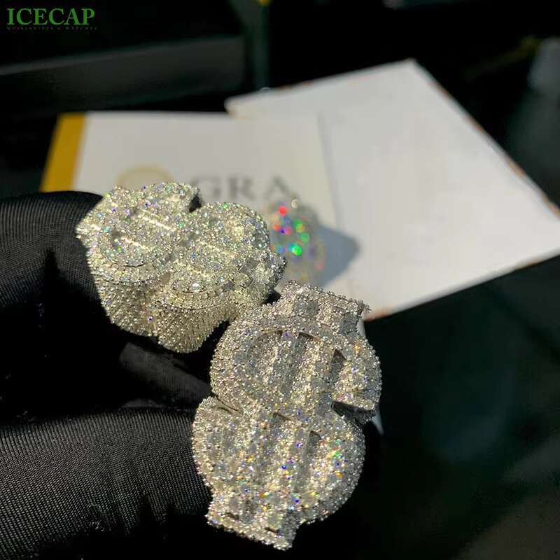 Custom Fashion Jewelry Rings 925 Sterling Silver VVS D Moissanite Pass the Diamond Tester Iced Out Hip Hop Ring for Men