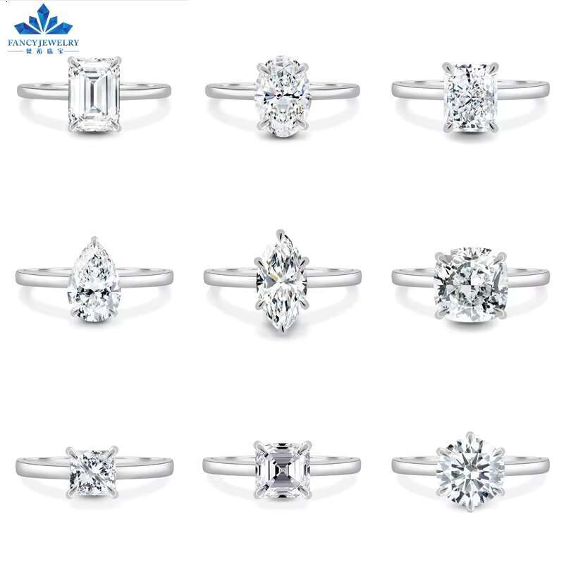 Fine Jewelry 2CT Princess Cut Moissanite VVS Diamond Ring 14K/18K White Gold Classic Wedding Engagement for Women for Parties