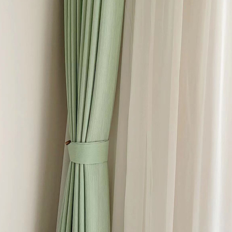 C352 Japanese style chenille herringbone curtain living room bedroom bay window balcony shading study net celebrity new finished product wholesale