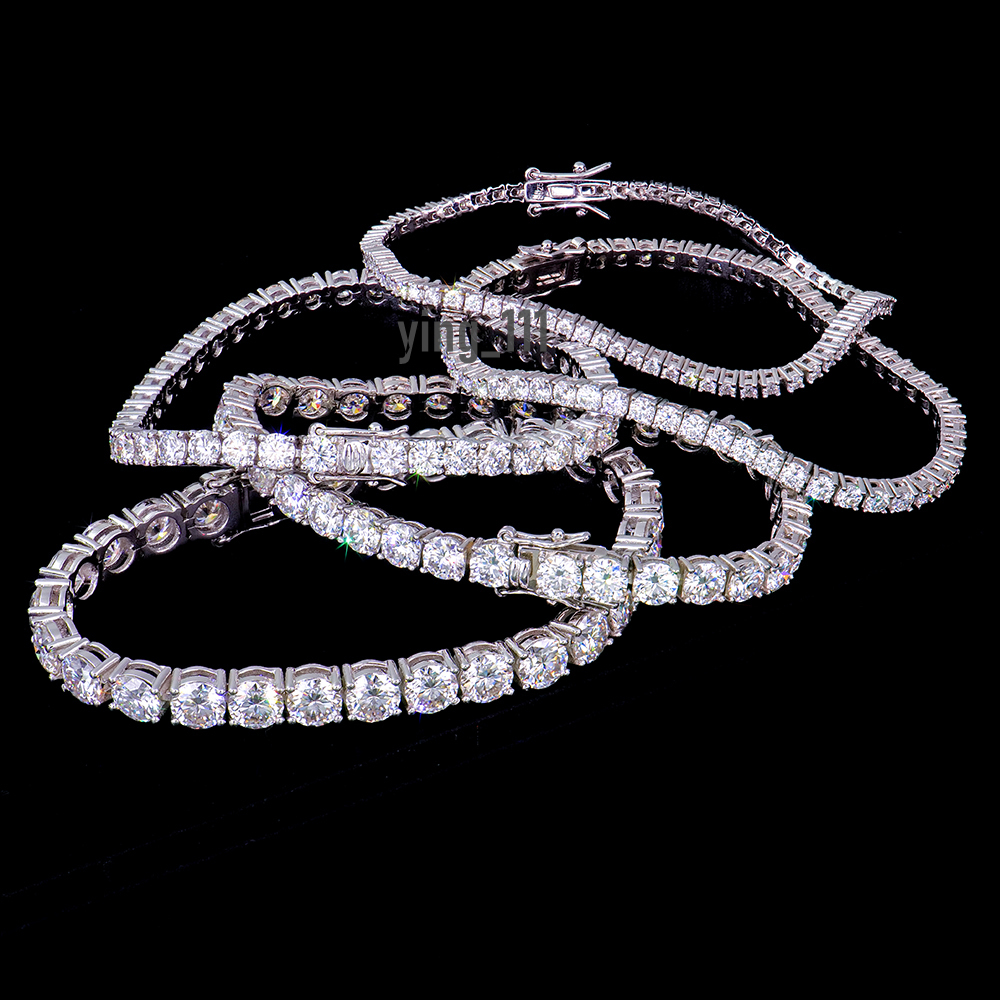 Wholesale Custom Mens Tennis Chain Bracelet Trendy Hip Hop Style with 925 Ice 2-6mm VVS1 Moissanite Diamond Jewelry Unisex