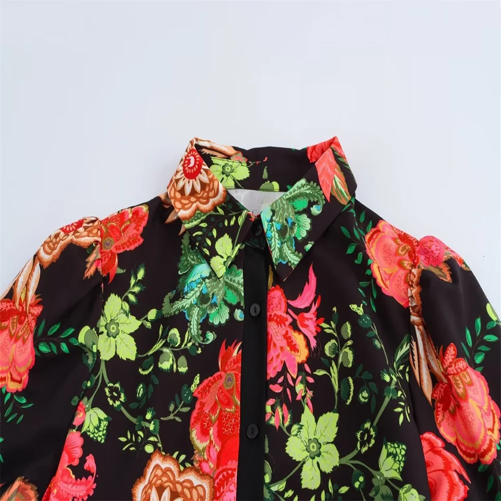 PB ZA Womens Long Sleeve Black Midi Dress with Colorful Floral Printed Waist Belt and Lace Bottom n 250409