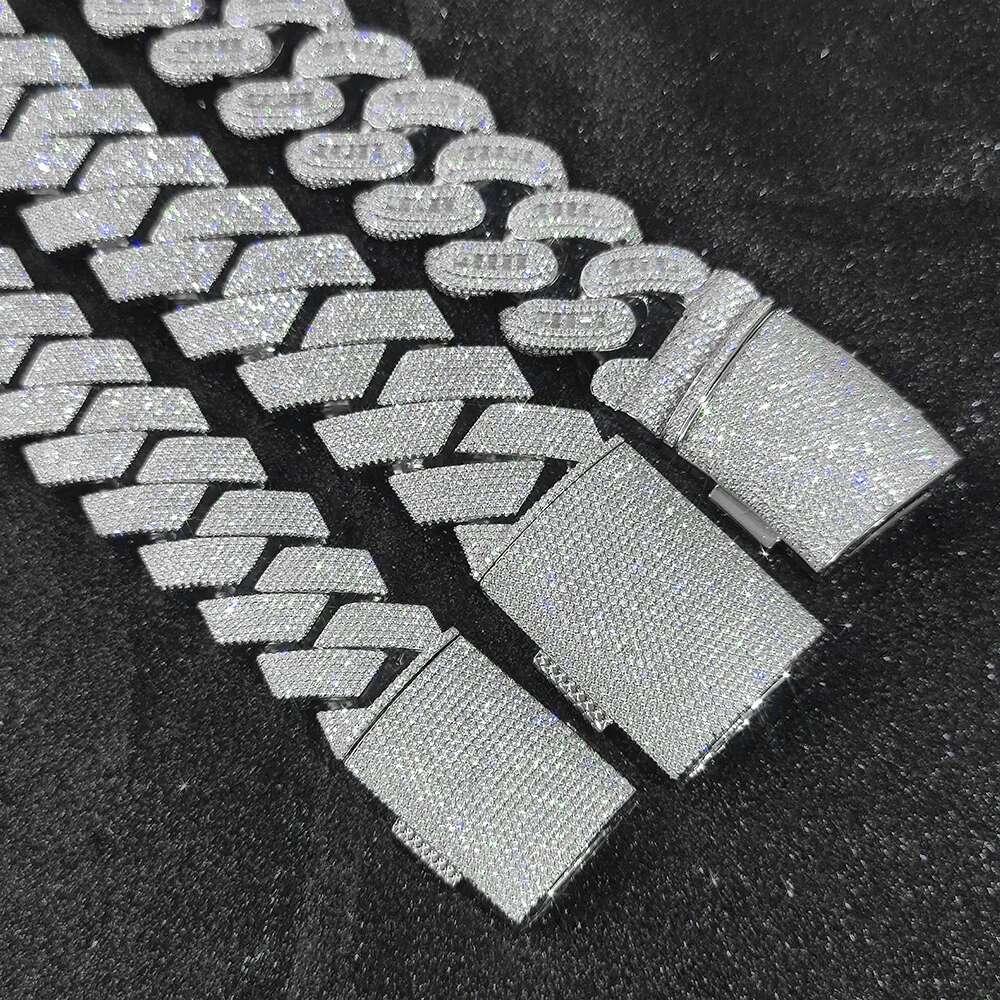 Big Size 30mm Hip Hop Jewelry Iced Out Miami Prong Cuban Chain Rapper Inlay 7 Rows CZ Cuban Link Chain Necklace For Men
