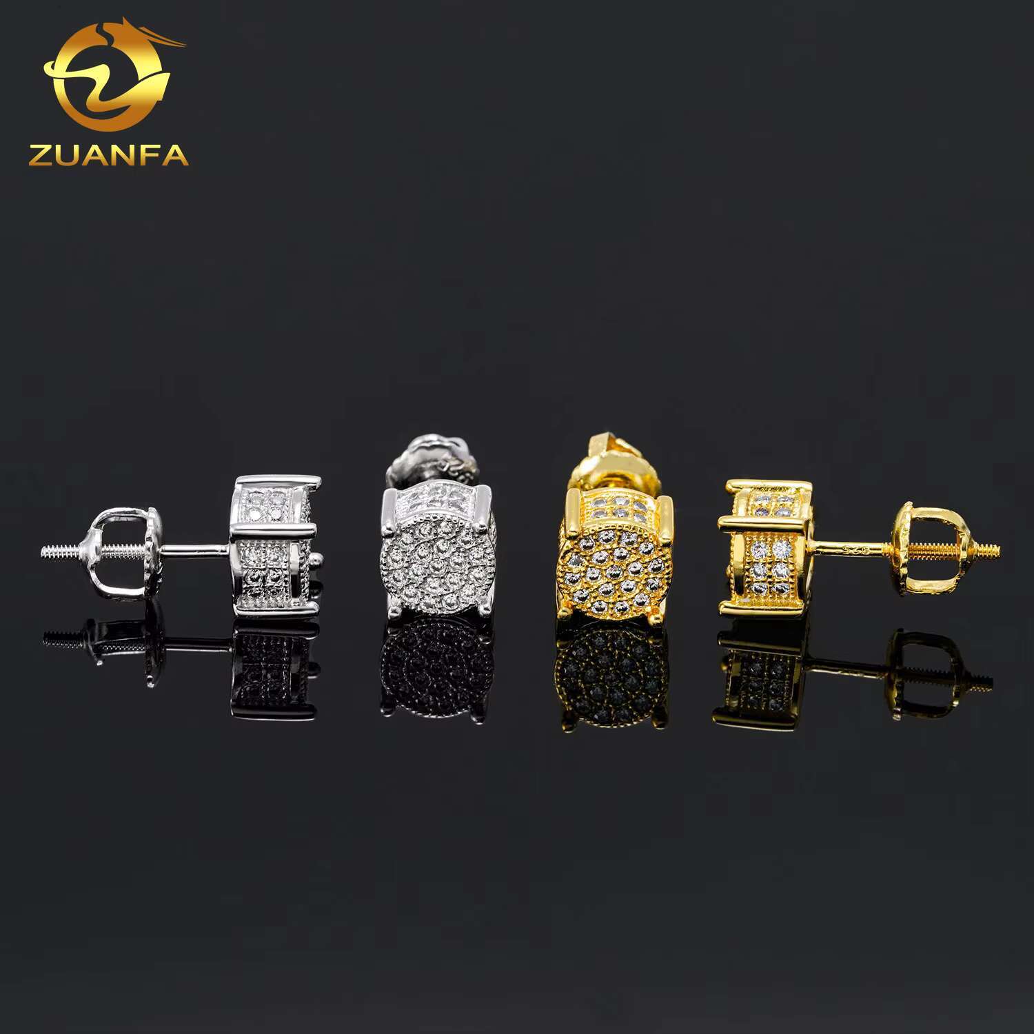 48hours Fast Shipping VVS GRA Certificate Moissanite Diamonds 925 Silver White Gold Plated Stud Earrings Screw Back