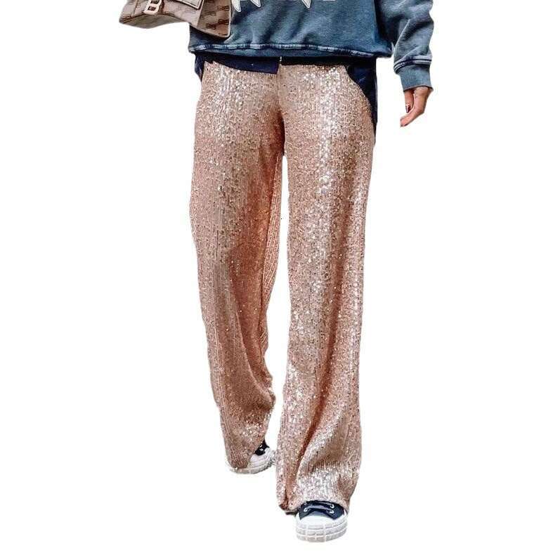 Fashion Cross-Border Women's Clothing Sequin Slim Fit Long Bling Beaded Festival Party Straight Pants
