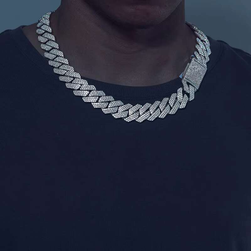 18mm 3 Rows VVS Moissanite Iced Out Cuban Link Chain 925 Sterling Silver Lab Diamond Hip Hop Jewelry Men Cuban Necklace Chain