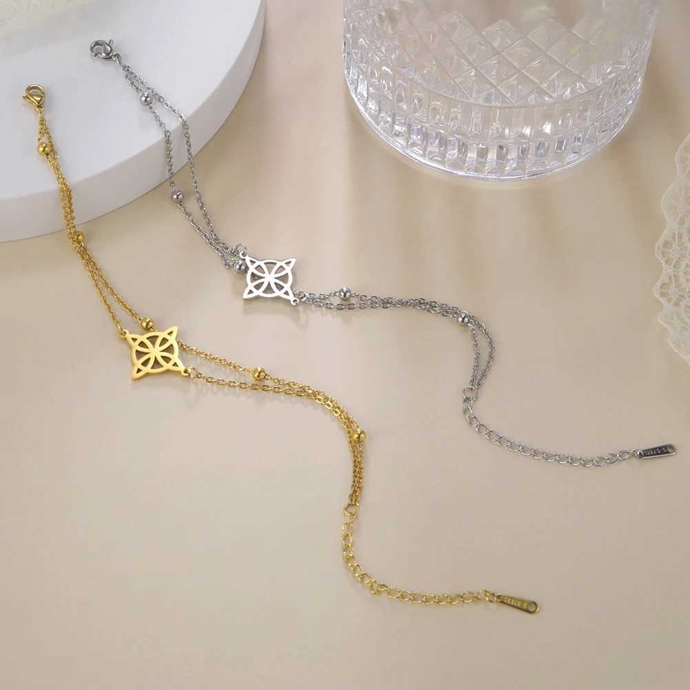 Lucktune Witchcraft Witch Knot Pendant Anklets for Women Stainless Steel Silver Color Anklet Summer Accessories Beach Jewelry Z250408