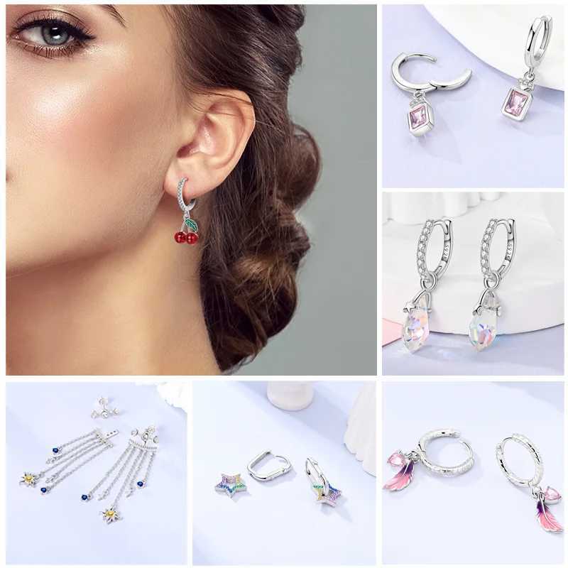 Original 925 Sterling Silver Hoop Earring Vintage Style Zirconia Tassel Stud Earring For Women Girls Birthday Party Gifts Z250408