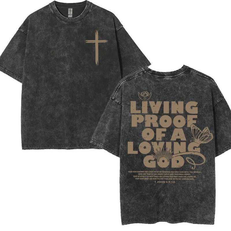 Wash retro aesthetic Christian T-shirt for men Jesus died for me now I live for himXJ250409
