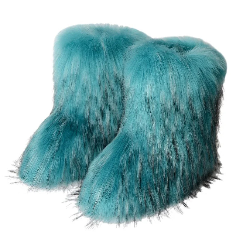Y2K Winter Boots Women Faux Fur Snow Boots Warm Platform Long Boots Cute Plush Over Knee High Boots Girls Outdoor Furry Shoes 251107 - view 6