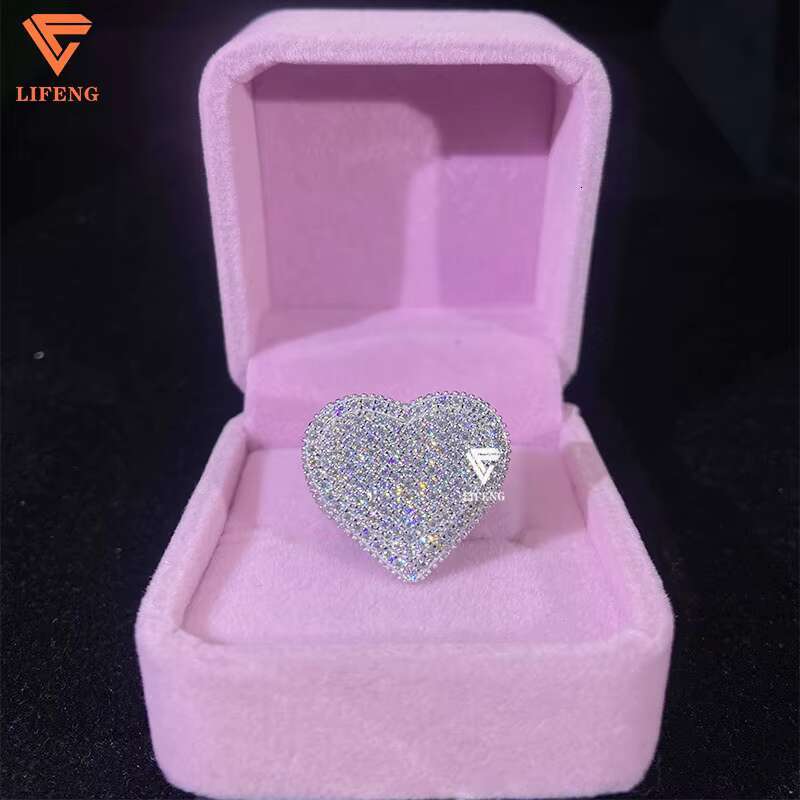 Lifeng Jewelry Custom Two Tone Hiphop Ring Iced Out VVS Moissanite 925 Silver Pass Diamond Tester Rapper Singer Ring