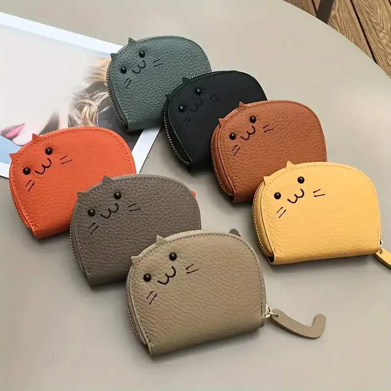 Cartoon cat shaped n wallet womens multi card slot holder cute and fashionable artificial leather coin creative ID 250408