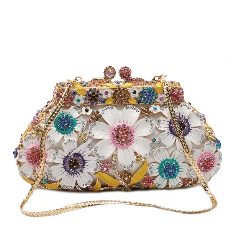 New Bg Bridal Wedding Bag Purses Wer Shape Dia Handbags Fashion Women Crystal Prom Clutch Purse