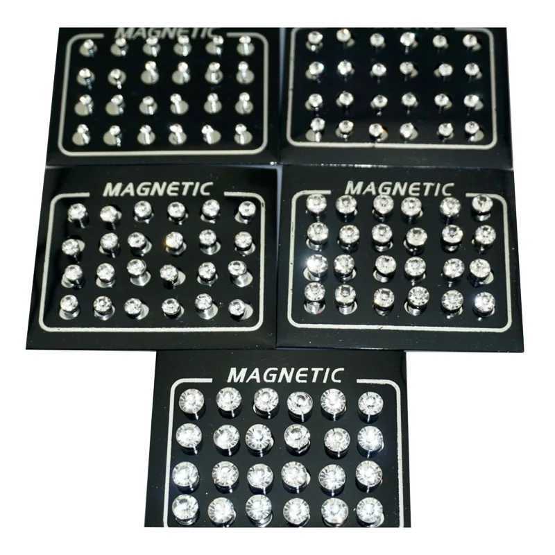 REGELIN 12 Pair/lot 4/5/6/7mm Round Crystal Rhinestone Magnet Stud Earring Puck Women Mens Magnetic Fake Ear Plug Jewelry Z250408