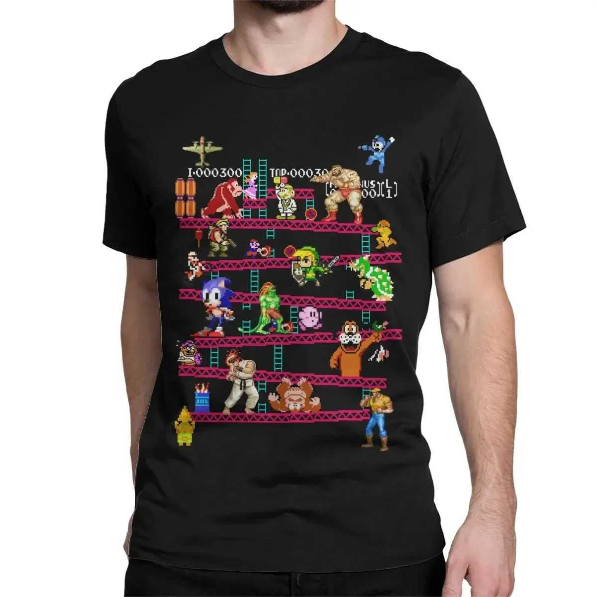 Arcade game mens collage T-shirt FC console retro style T-shirt round neck short sleeved T-shirt gift creative topXJ250409
