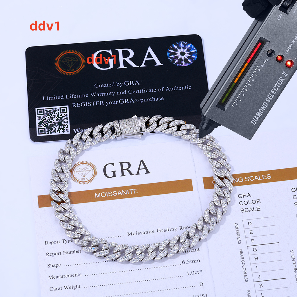 NUOYA 9mm Hip Hop Jewelry 925 Silver Cuban Link Chain Bracelet Can Pass Diamond Test Moissanite Bracelet Fine Jewelry for Women