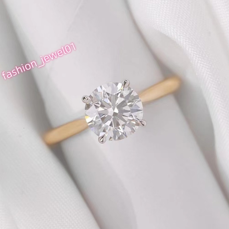 Customized High Jewelry 2ct Moissanite With GRA Certificate Gold Ring Classic 4 Claws 18k Yellow Gold Wedding Ring