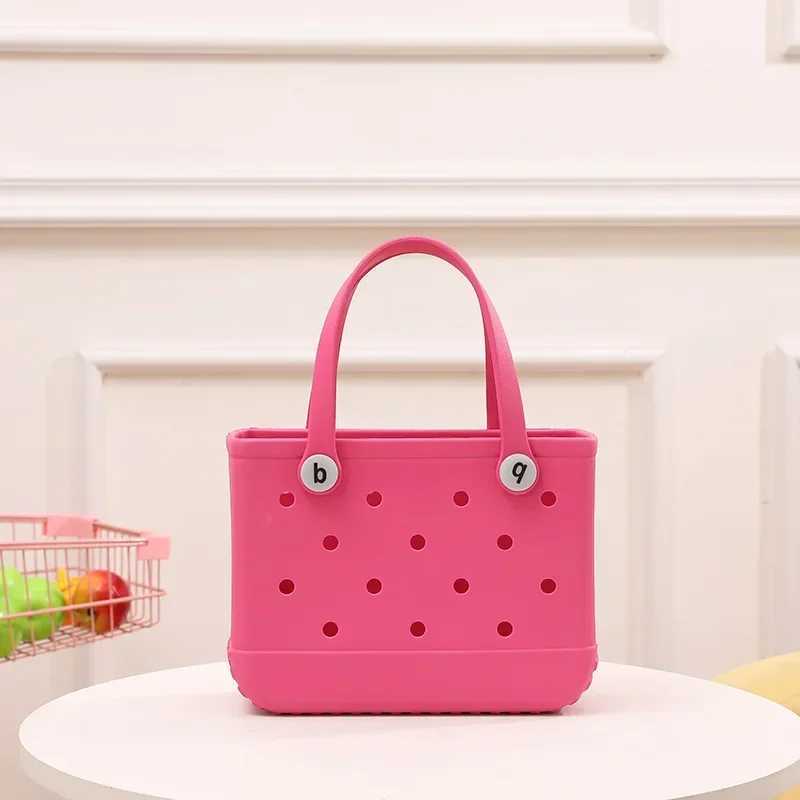 Mini Eva Beach Handbag Fi Summer Storage Basket Childrens Outdoor Picnic Handbag Solid Color Jelly Bag Clothing Organizer Y250409y7