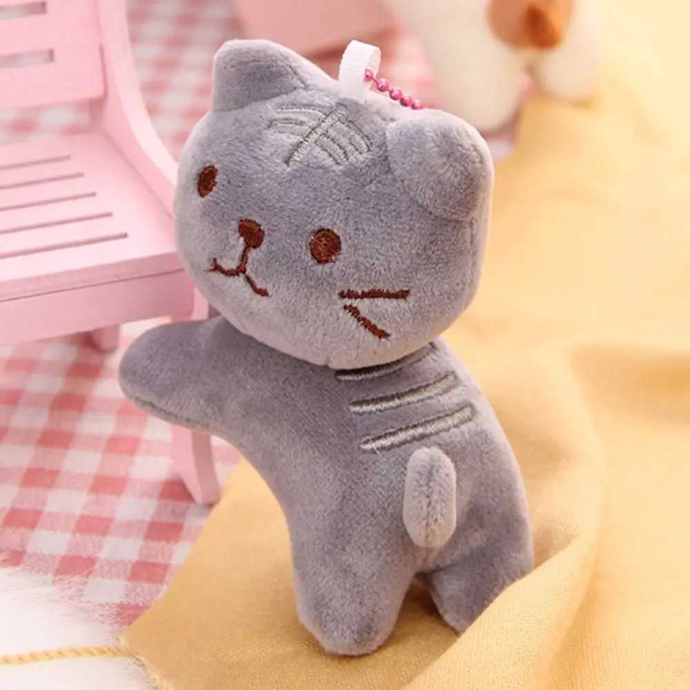 Cute cat plush keychain pendant backpack charm Korean style curved head kitten keychain plush cartoon doll pendantXJ250409
