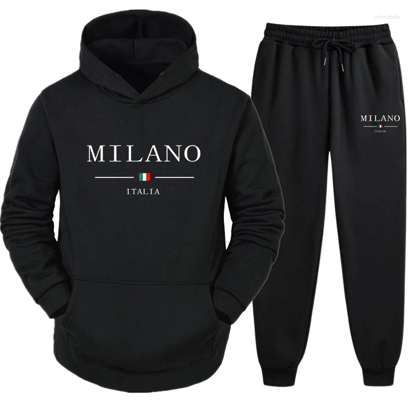 Men's Tracksuits Mens Tracksuit Hooded Sweatshirts For Men High Quality City Print Hoodies Pants Set S Casual Jogging Suit European Style