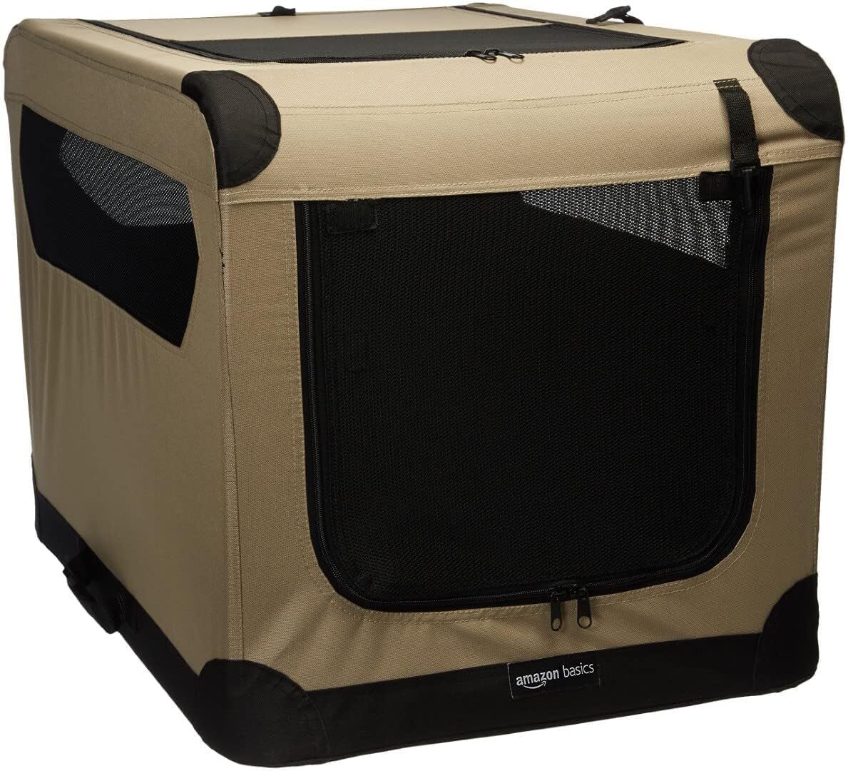 amazon basics 2door portable soft edge folding dog travel case dog nest medium m 30 x 21 x 21 inches brown