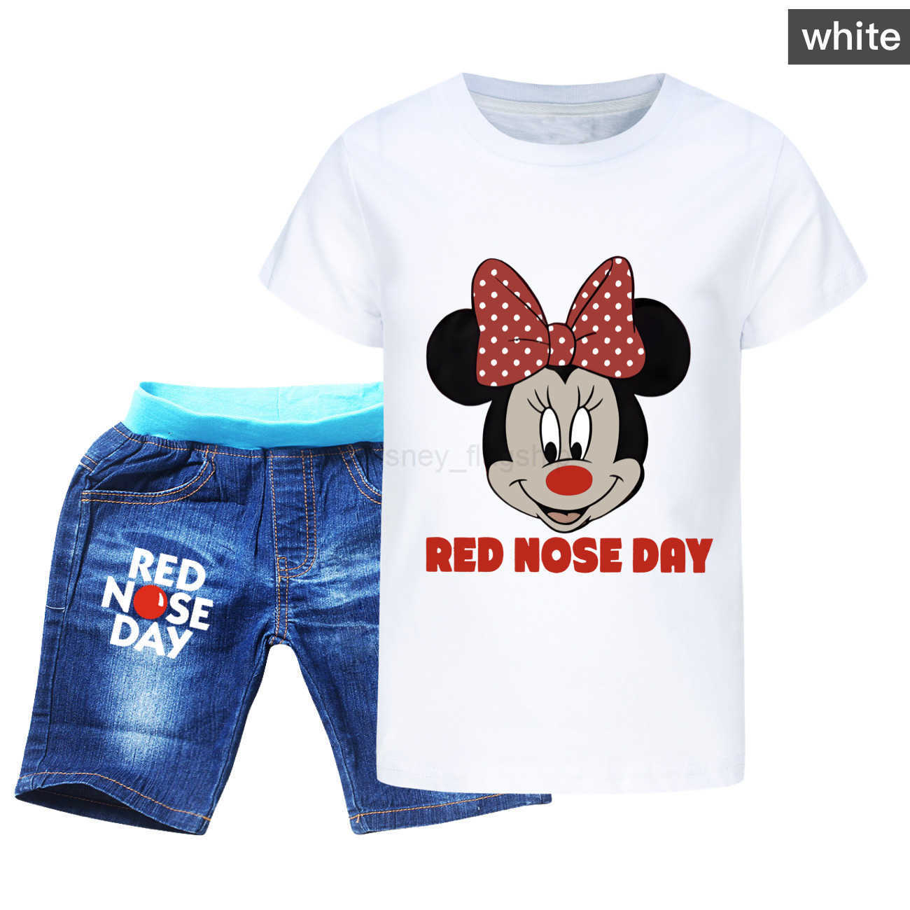 Disney Red Nose Mickey Boys and Girls Summer T-shirt Shorts Set Cowboy Set 4204XJ250409