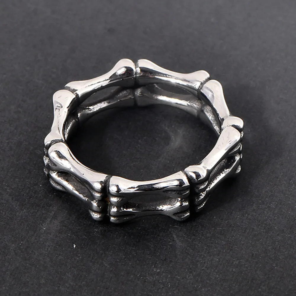 Personalized full matching retro punk hand bone steel ring for mens jewelry ring 250322