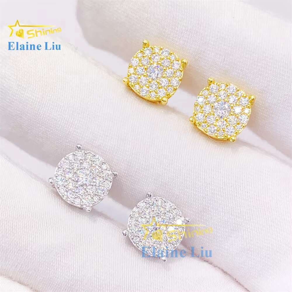 Pass Diamond Tester Hot Selling Custom Sterling Silver Fine Jewelry Diamond Vvs Moissanite Stud Earrings