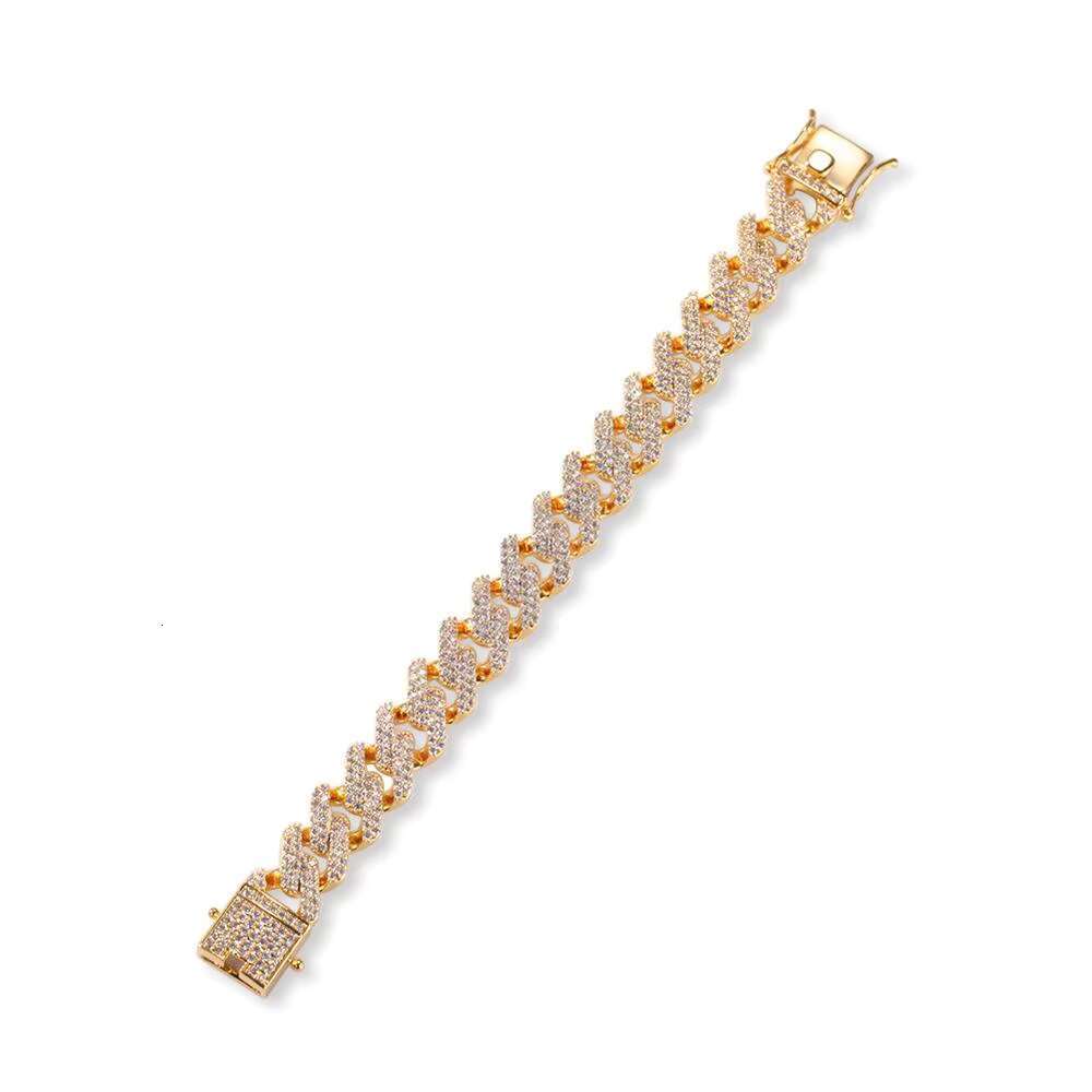 Sier plated gold-plated brass ice out AAA CZ micro dense zircon Miami necklace chain bracelet for men and women