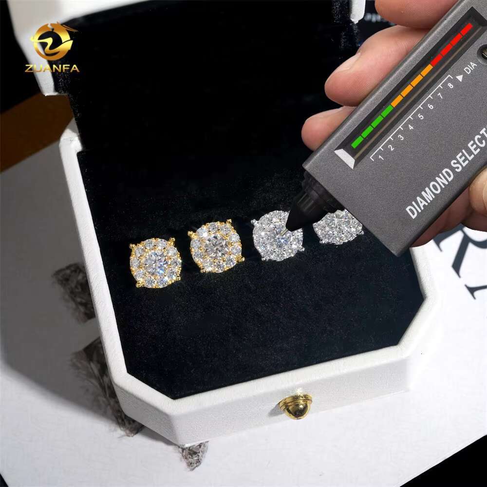 Factory Price Wholesale Jewelry Moissanite Diamond 925 Sterling Silver Mens Hip Hop Earrings