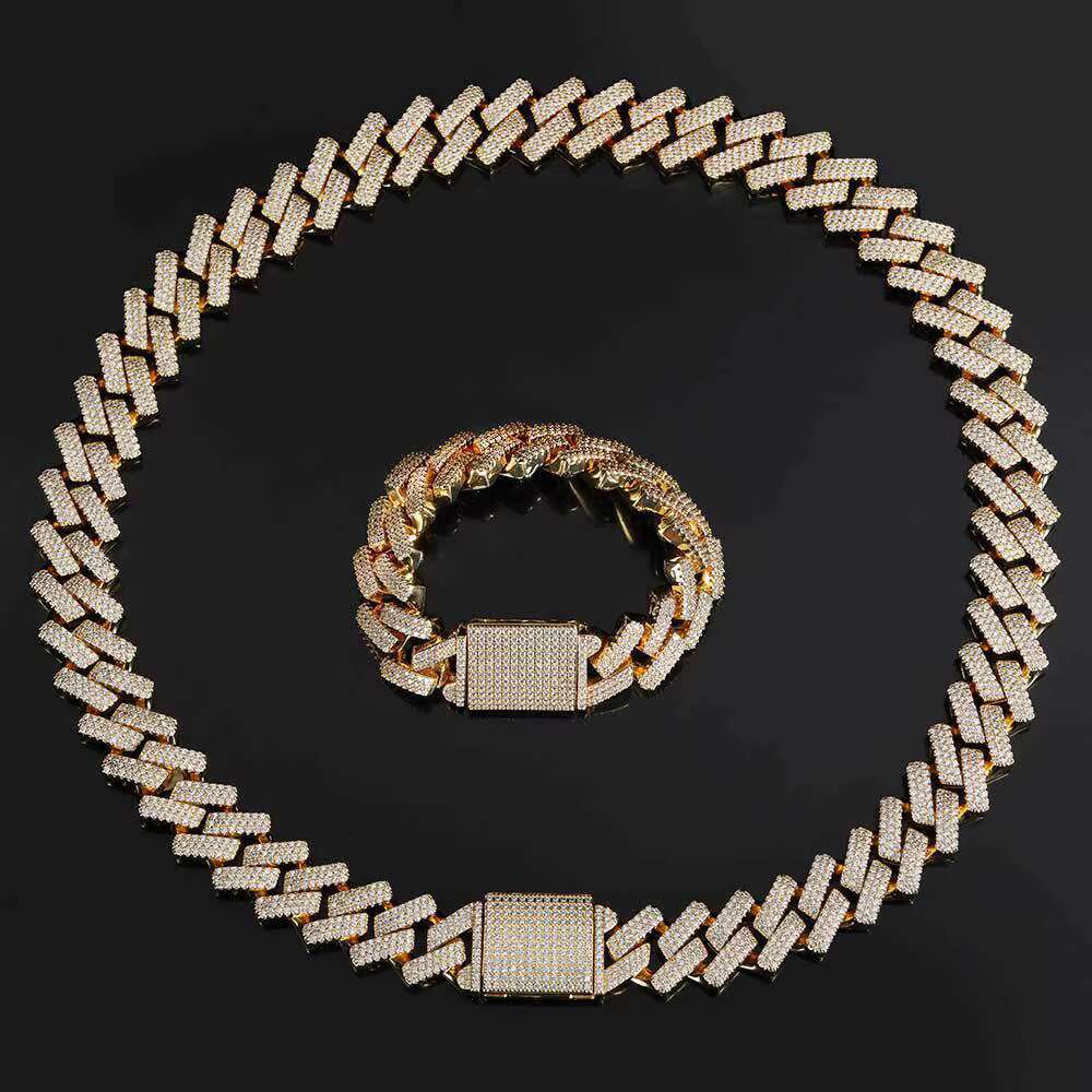 18mm 14k gold-plated square 5a Cz chilled hip-hop jewelry Cuban chain