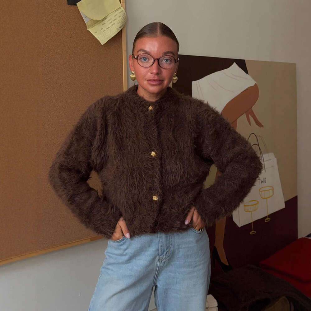 Soft Fuzzy 2025 Autumn Winter New Fashion Imitation Mink Knitted Sweater Cardigan for Women women's knitwear crop tops