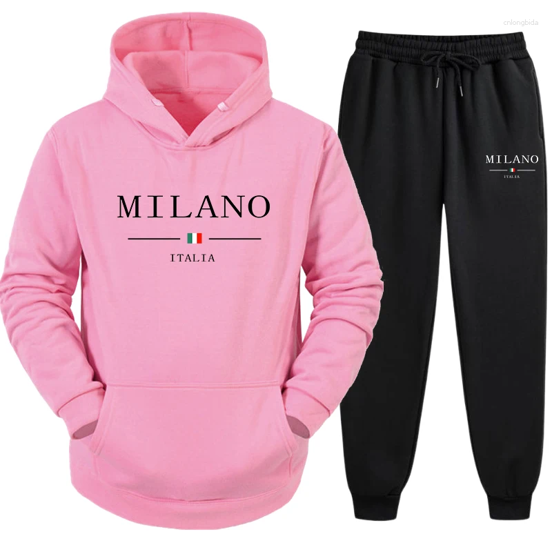 Men's Tracksuits Mens Tracksuit Hooded Sweatshirts For Men High Quality City Print Hoodies Pants Set S Casual Jogging Suit European Style
