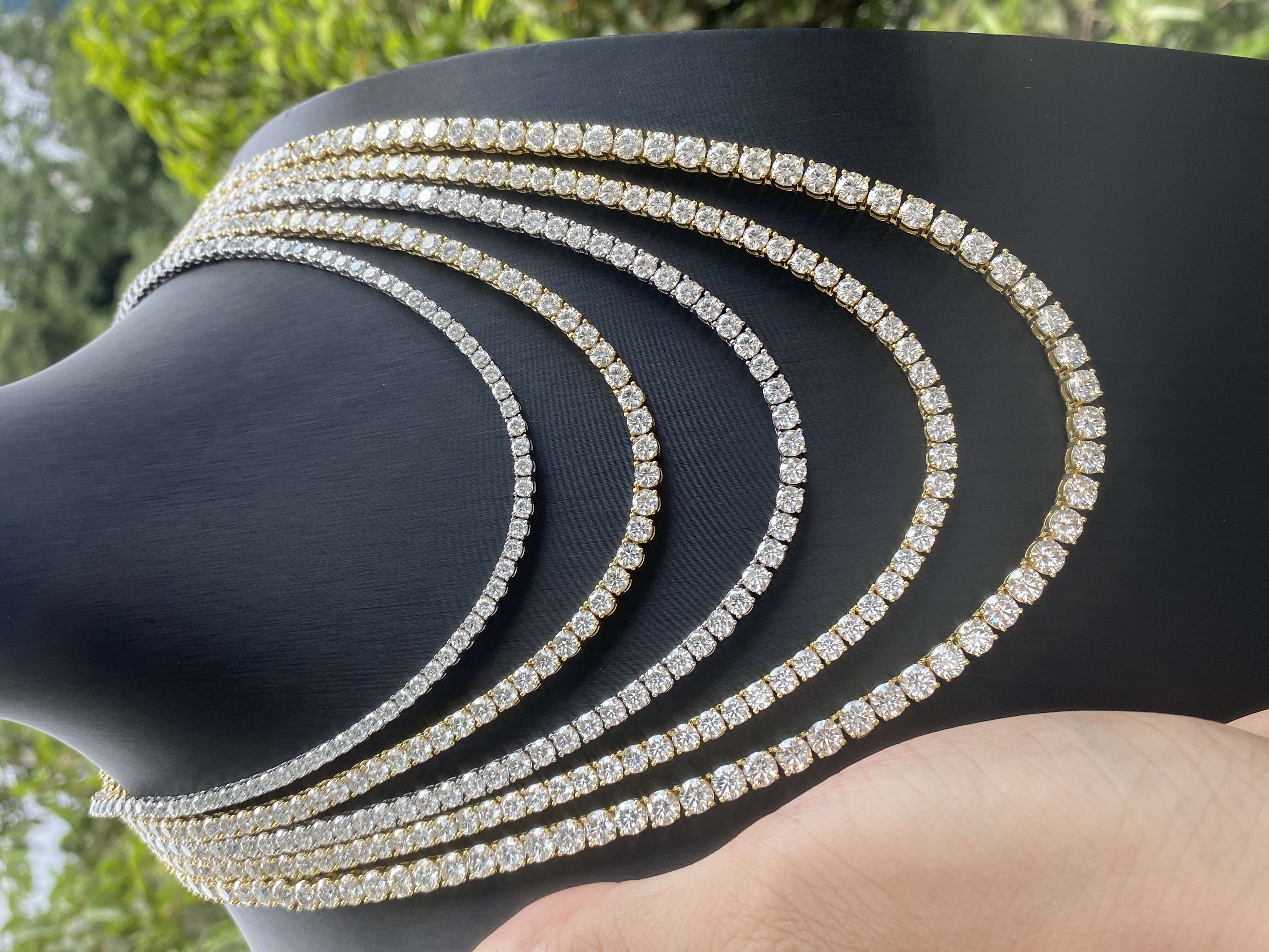 Pass Diamond Tester Moissanite Tennis Chain 5MM 18inch VVS Moissanite Hip Hop Necklace Certified White Gold Silver Tennis Chain