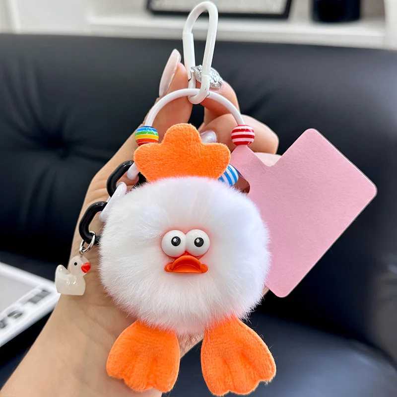 Fashionable and cute Rex rabbit keychain fur duck mini pendant keychain womens bag decoration car key decoration giftXJ250409