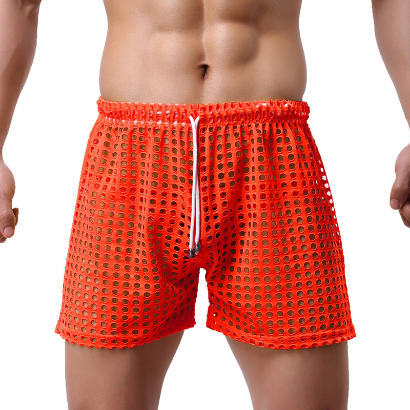 2025 New Designer Men Shorts Hollow New Fashionable Loose And Sexy Hollow Out Men Fun Mesh Five Quarter Pants