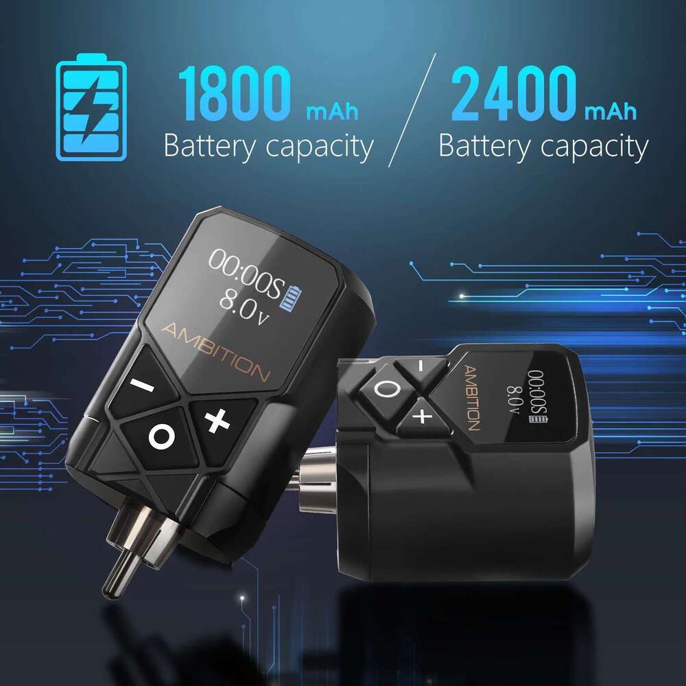 Ambition Kuark 1800mAh or 2400mAh RCA Interface Wireless Battery Power Supply For Rotary hine Professional Tattoo