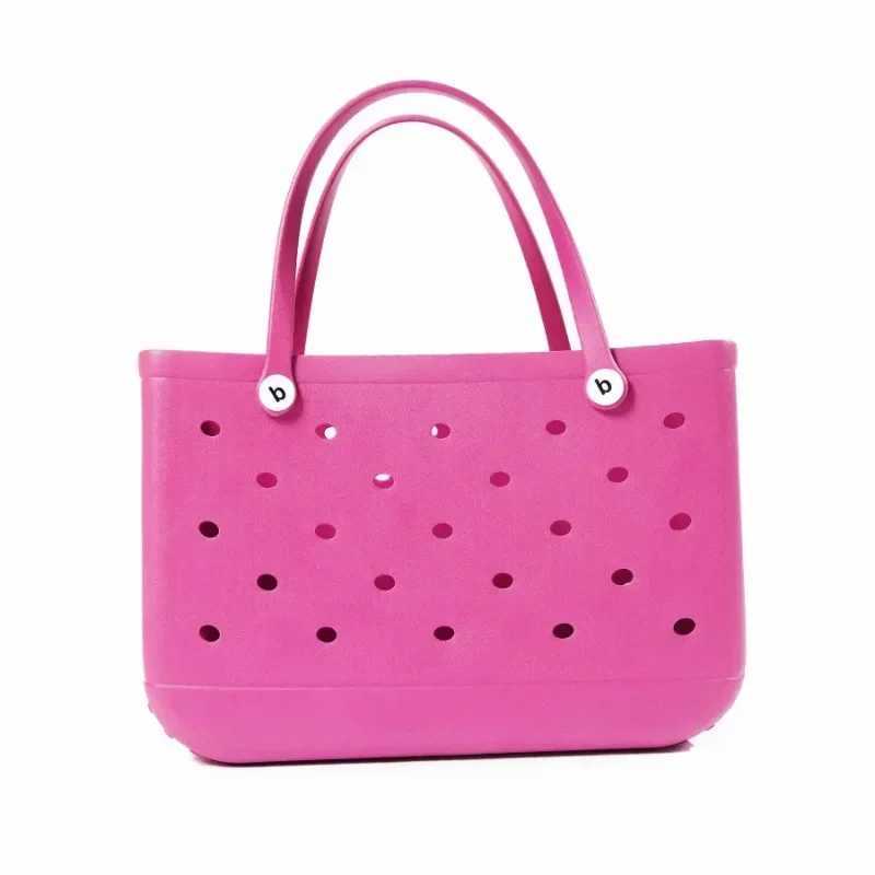 Beach bag Fiable Mti colored EVA hole handbag summer beach Prnti storage basket simple handheld basket Y250409e4