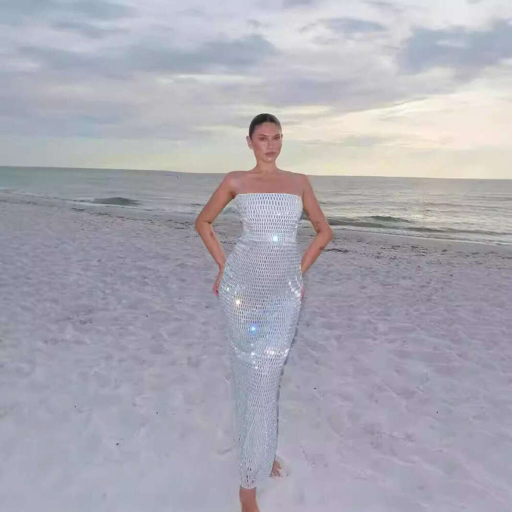 Hot-Selling Fashion Rhinestone Women's Strapless Sexy Solid Color Party Evening Bodycon Night club dress SEXY DRESSES FOR WOMEN