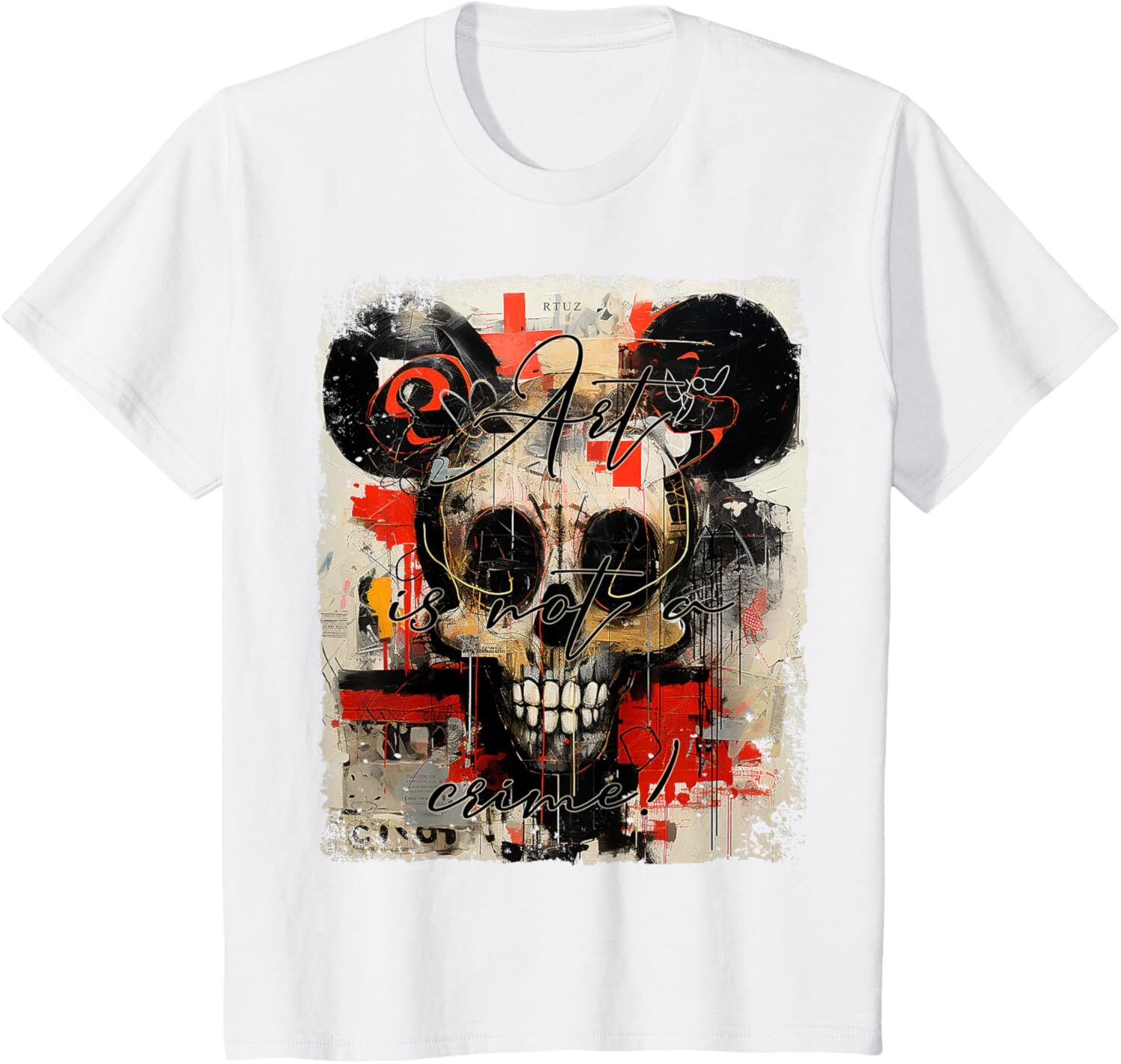 T shirt for Mens Graffiti Mouse Head Biker Skull Tattoo Horror Skull T-Shirt Shirts Tshirt Graphic Tee Casual Tops Clothes Short sleeve cool