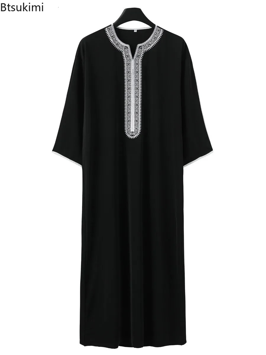 Muslim Fashion Abayas Mens Patchwork ed Long Dress Saudi Arabia Kaftan Male Jubba Thobe Islamic Morocco Abaya 250409