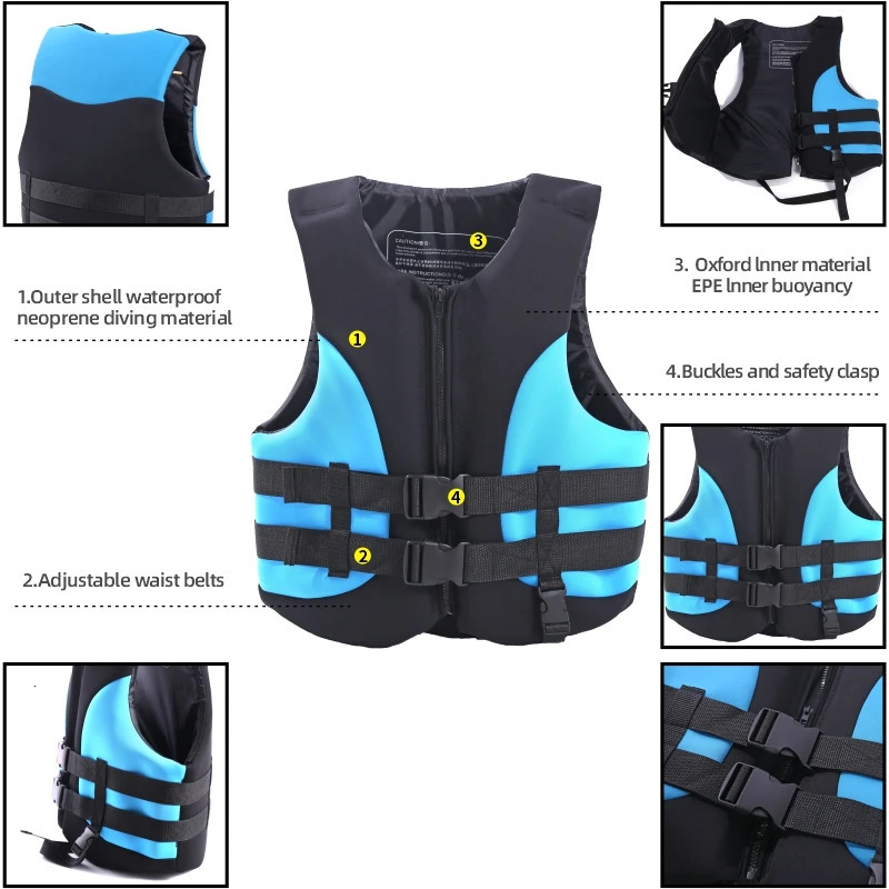 Adult surfing life jackets waterproof neoprene vests snorkeling surfing water skiing kayaking safety equipment jackets swimming trunks 250409