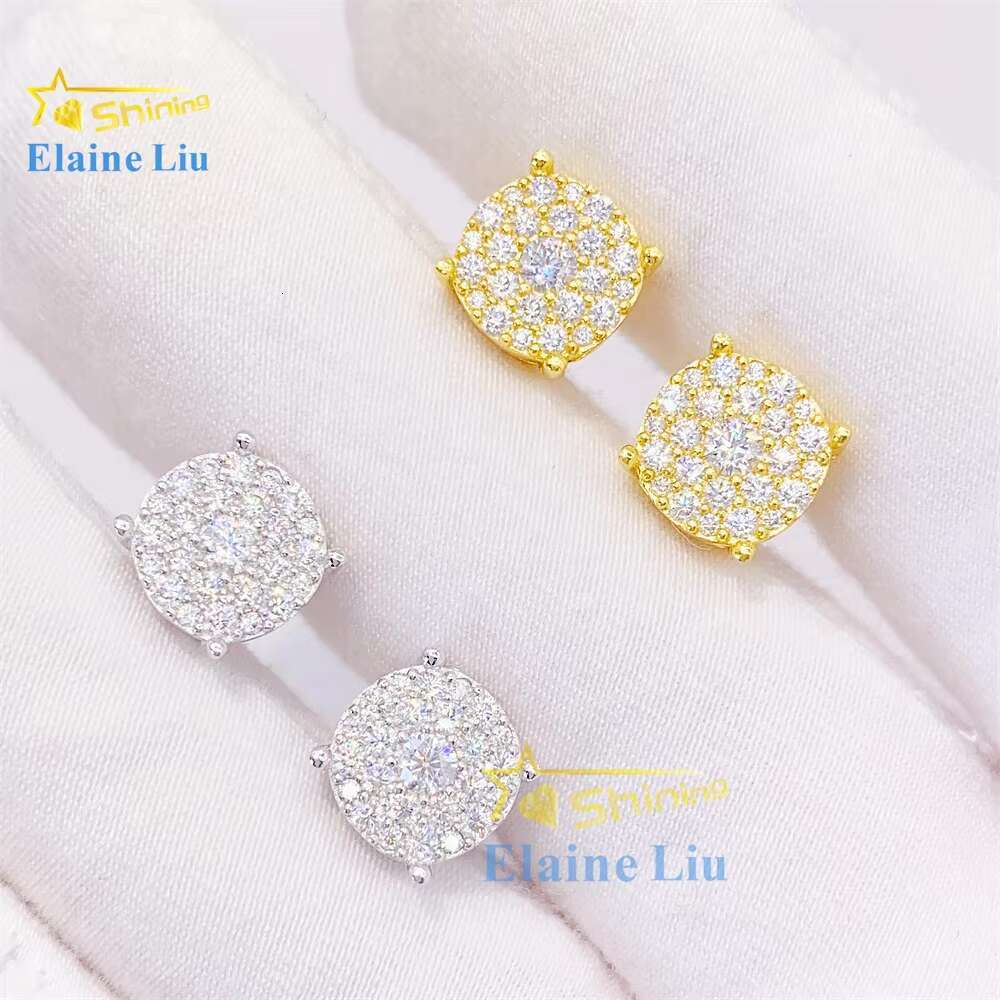 Pass Diamond Tester Hot Selling Custom Sterling Silver Fine Jewelry Diamond Vvs Moissanite Stud Earrings