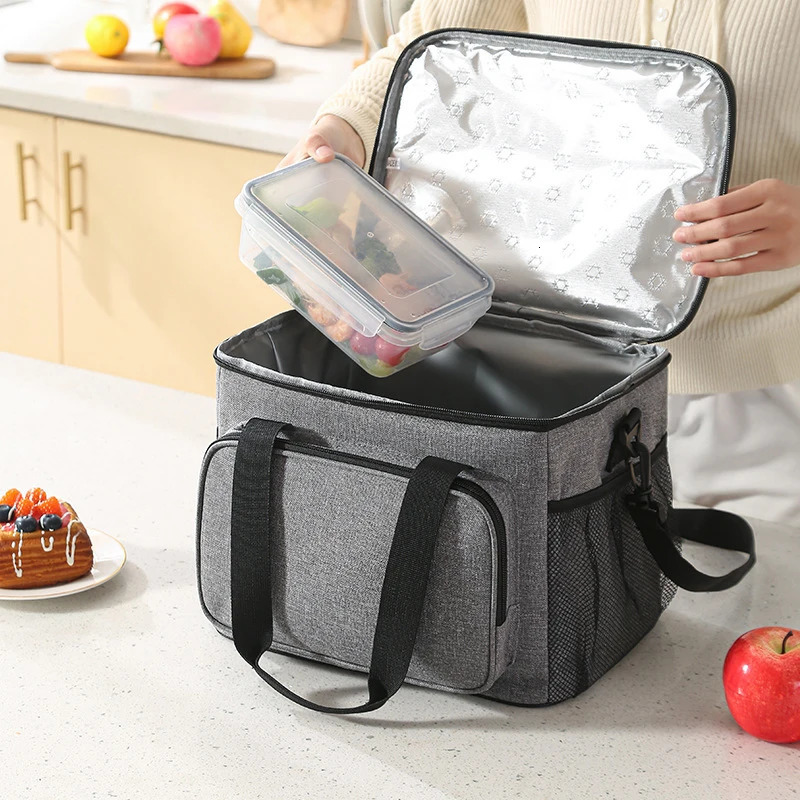 Thickened Oxford Cloth Leakproof Tote Cooler Lunch Bag Box Large Portable Picnic Storage Bags with Shoulder Strap 250407