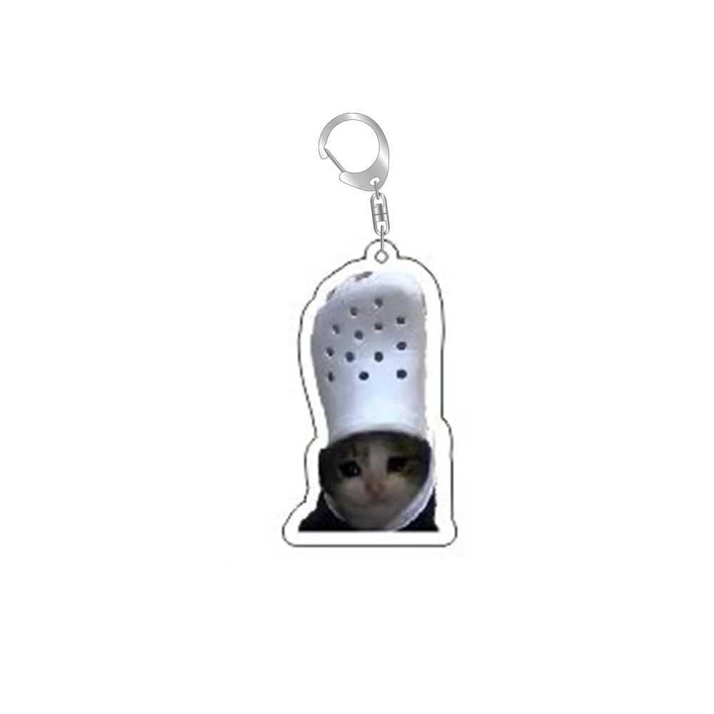 Super cute bread popping cat meow meme keychain ring for Accor bag pendant keychain jewelry fan giftXJ250409