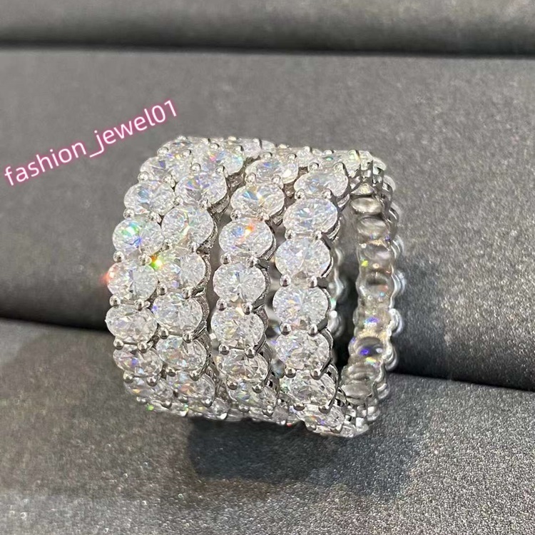 Customized Jewelry 14K/18K Solid Gold Full Circle Diamond Oval Moissanite Eternity Wedding Band Ring for Women