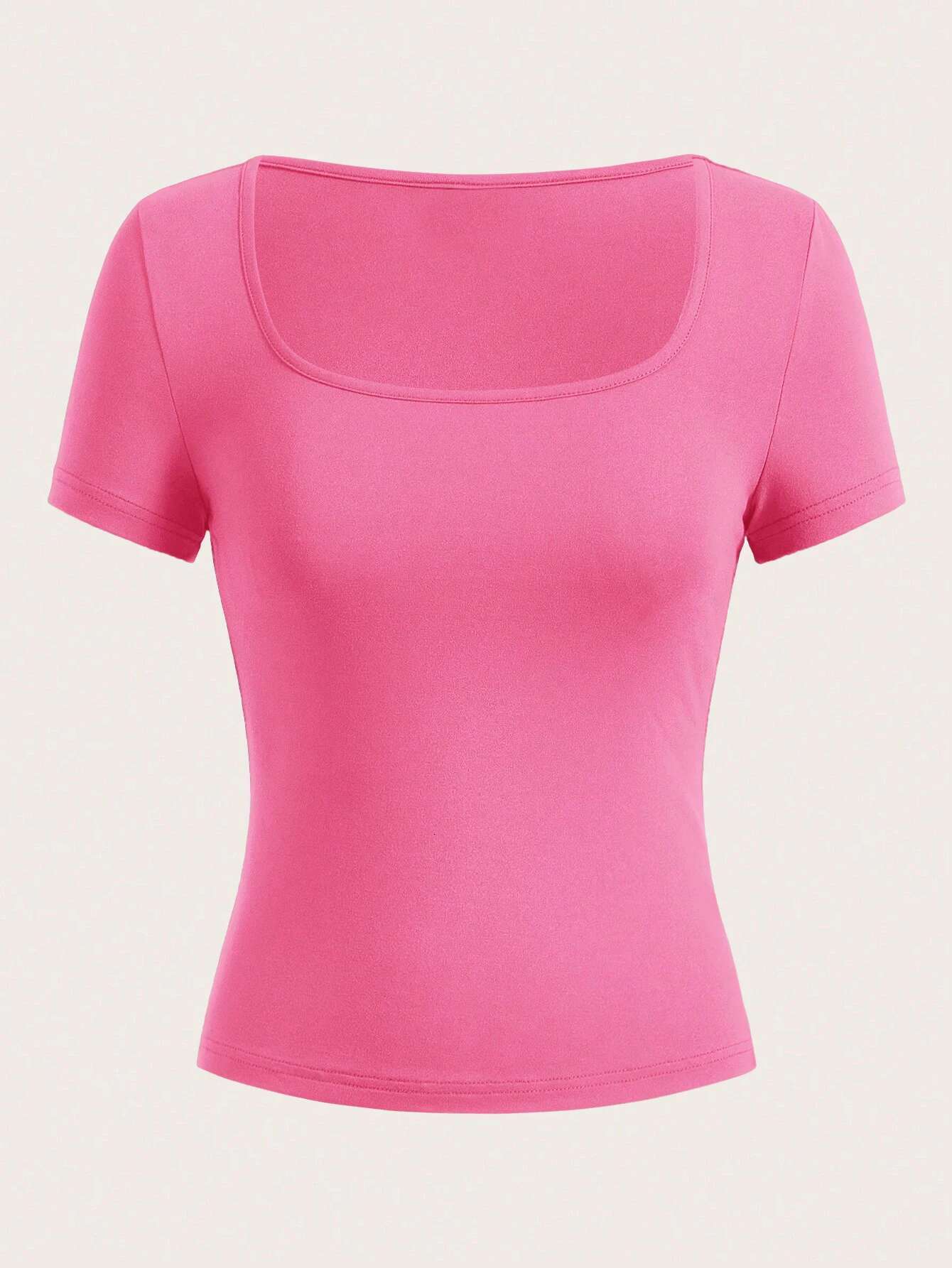 3 pieces Summer Slimming Sexy Short Sleeve T-shirt U-neck Women's Solid Color Basic Korean Top Hot Y2k