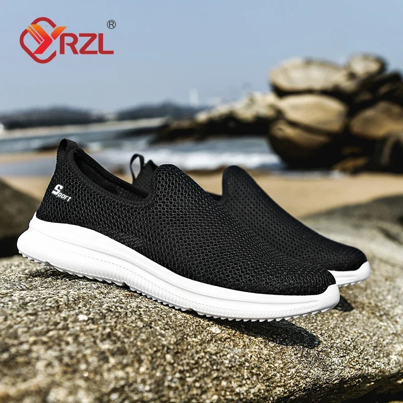 YRZL Mens Sneakers Breathable Unisex Casual Shoes Outdoor Non-Slip Mesh Loafers Walking Lightweight Fashion Male Tennis Shoes 250402