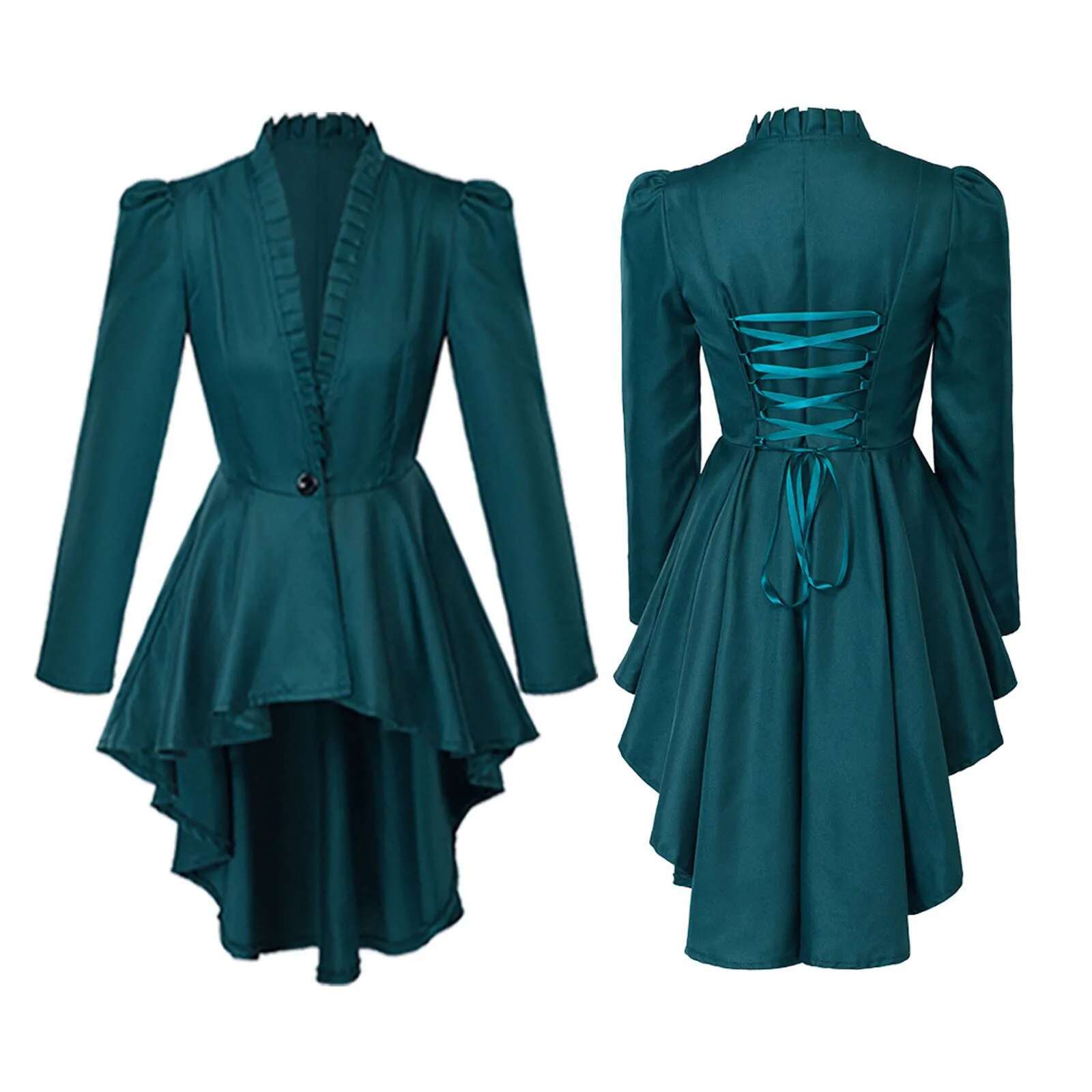 Dongdumaoyi Medieval Cosplay Costume Women S Red Tailcoat Retro Jacket Dovetail Uniform Long Sleeved Button Victorian Gothic Coat