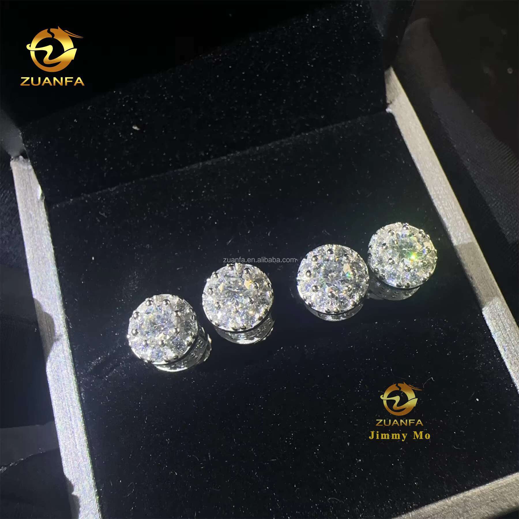 Fashion Earring Jewelry Men Iced Out Hip Hop Sterling Silver 925 Screw Back Setting Moissanite Diamond Stud Earrings Men