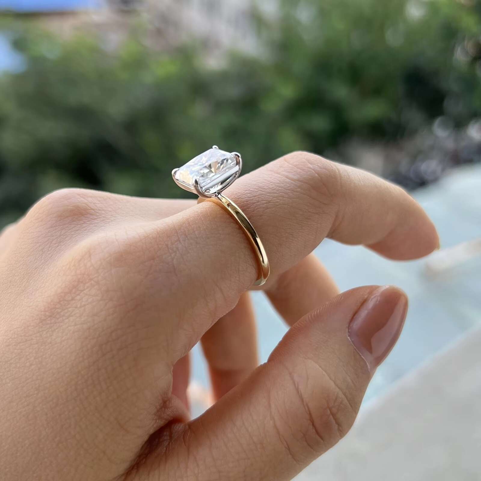 Wholesale Solitaire Rings D Color VVS1 2.0ct Radiant Cut Moissanite Jewelry Original Diamond 925 Silver Ring for Women